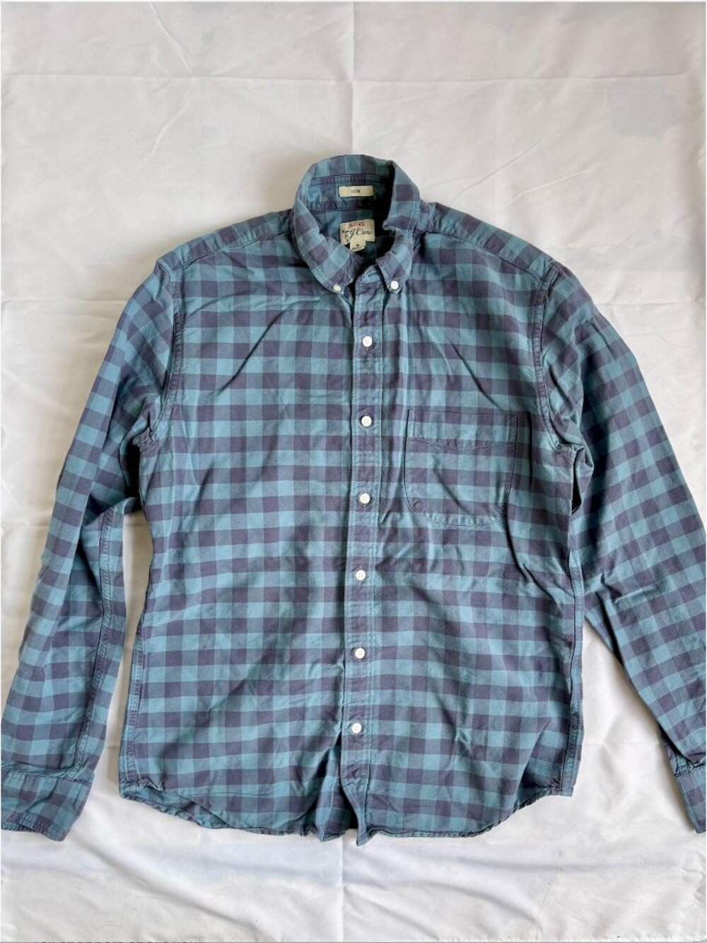 J. Crew All Cotton Oxford Checkered Slim Button Down Shirt | Men's Size M | Blue